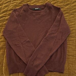 Quince Mongolian Shrunken Cashmere Sweatshirt Burgundy Small